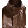 imageINVACHI Mens Faux Leather Jacket Waterproof Motorcycle Jacket ZipUp High Collar Biker Jacket for MenBrown