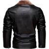 imageINVACHI Mens Faux Leather Jacket with Fur Lapel ZipUp Motorcycle Jacket Waterproof Winter Bomber JacketBlack
