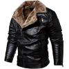 imageINVACHI Mens Faux Leather Jacket with Fur Lapel ZipUp Motorcycle Jacket Waterproof Winter Bomber JacketBlack