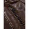 imageINVACHI Mens Faux Leather Jacket with Fur Lapel ZipUp Motorcycle Jacket Waterproof Winter Bomber JacketCoffee
