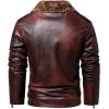 imageINVACHI Mens Faux Leather Jacket with Fur Lapel ZipUp Motorcycle Jacket Waterproof Winter Bomber JacketRed