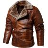 imageINVACHI Mens Faux Leather Jacket with Fur Lapel ZipUp Motorcycle Jacket Waterproof Winter Bomber JacketYellow