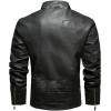 imageINVACHI Mens Hooded Faux Leather Jacket Waterproof Fleece Lined Jacket Leather Biker Jacket MenBlack
