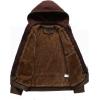 imageINVACHI Mens Hooded Faux Leather Jacket Waterproof Fleece Lined Jacket Leather Biker Jacket MenBrown