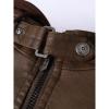 imageINVACHI Mens Hooded Faux Leather Jacket Waterproof Fleece Lined Jacket Leather Biker Jacket MenBrown
