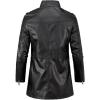 imageINVACHI Mens MidLength Faux Leather Jacket Waterproof Trench Coat Motorcycle Jacket with Stand CollarBlack