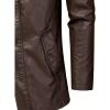 imageINVACHI Mens MidLength Faux Leather Jacket Waterproof Trench Coat Motorcycle Jacket with Stand CollarCoffee