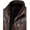 imageINVACHI Mens MidLength Faux Leather Jacket Waterproof Trench Coat Motorcycle Jacket with Stand CollarCoffee