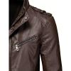 imageINVACHI Mens MidLength Faux Leather Jacket Waterproof Trench Coat Motorcycle Jacket with Stand CollarCoffee