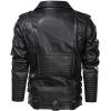 imageINVACHI Mens Motorcycle Faux Leather Jacket Zipup Biker Jacket Men Asymmetric PU Leather Coat