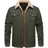 imageINVACHI Mens Winter Jacket Sherpa Jacket Warm Fleece Lined Trucker Coat with Multi PocketsArmy Green