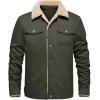 imageINVACHI Mens Winter Jacket Sherpa Jacket Warm Fleece Lined Trucker Coat with Multi PocketsArmy Green