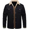 imageINVACHI Mens Winter Jacket Sherpa Jacket Warm Fleece Lined Trucker Coat with Multi PocketsBlack