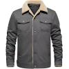 imageINVACHI Mens Winter Jacket Sherpa Jacket Warm Fleece Lined Trucker Coat with Multi PocketsDark Grey