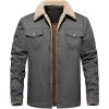 imageINVACHI Mens Winter Jacket Sherpa Jacket Warm Fleece Lined Trucker Coat with Multi PocketsDark Grey