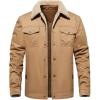 imageINVACHI Mens Winter Jacket Sherpa Jacket Warm Fleece Lined Trucker Coat with Multi PocketsKhaki