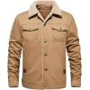 imageINVACHI Mens Winter Jacket Sherpa Jacket Warm Fleece Lined Trucker Coat with Multi PocketsKhaki