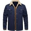 imageINVACHI Mens Winter Jacket Sherpa Jacket Warm Fleece Lined Trucker Coat with Multi PocketsNavy Blue
