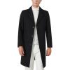 imageINVACHI Mens Wool Blend Long Trench Coat Notched Collar Single Breasted Overcoat Warm Winter Pea CoatAblack