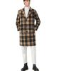 imageINVACHI Mens Wool Blend Long Trench Coat Notched Collar Single Breasted Overcoat Warm Winter Pea CoatAcamel Gray Check
