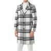 imageINVACHI Mens Wool Blend Long Trench Coat Notched Collar Single Breasted Overcoat Warm Winter Pea CoatAwhite Gray Check