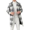 imageINVACHI Mens Wool Blend Long Trench Coat Notched Collar Single Breasted Overcoat Warm Winter Pea CoatAwhite Gray Check