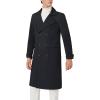 imageINVACHI Mens Wool Blend Long Trench Coat Notched Collar Single Breasted Overcoat Warm Winter Pea CoatBblack