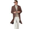 imageINVACHI Mens Wool Blend Long Trench Coat Notched Collar Single Breasted Overcoat Warm Winter Pea CoatBbrown