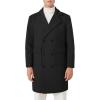 imageINVACHI Mens Wool Blend Long Trench Coat Notched Collar Single Breasted Overcoat Warm Winter Pea CoatCblack