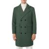imageINVACHI Mens Wool Blend Long Trench Coat Notched Collar Single Breasted Overcoat Warm Winter Pea CoatCgreen
