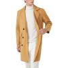 imageINVACHI Mens Wool Blend Long Trench Coat Notched Collar Single Breasted Overcoat Warm Winter Pea CoatCkhaki