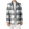 imageINVACHI Mens Wool Blend Pea Coat Warm Winter Trench Coat with Detachable Soft Scarf Single Breasted OvercoatWhite Plaid