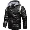 imageINVACHI Mens Faux Leather Bomber Jacket Hooded Motorcycle Jacket WaterampampWind Resistant Biker Jakcet MenBlack
