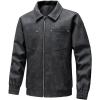 imageINVACHI Mens Faux Leather Jacket Casual Vintage Lightweight Motorcycle Jacket Slim Fit ZipUp Trucker JacketBlack