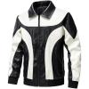 imageINVACHI Mens Faux Leather Jacket Slim Fit Motorcycle Jacket Casual Lightweight Waterproof Biker Jacket for MenWhite