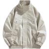 imageINVACHI Mens Faux Leather Jacket Waterproof Motorcycle Jacket ZipUp High Collar Biker Jacket for MenWhite