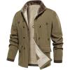 imageINVACHI Mens Winter Jacket Sherpa Jacket Warm Fleece Lined Trucker Coat with Multi PocketsGreen