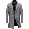 imageINVACHI Mens Wool Blend Pea Coat Warm Winter Trench Coat with Detachable Soft Scarf Single Breasted OvercoatRgrey