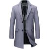 imageINVACHI Mens Wool Blend Pea Coat Warm Winter Trench Coat with Detachable Soft Scarf Single Breasted OvercoatRnavy Blue