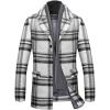 imageINVACHI Mens Wool Blend Pea Coat Warm Winter Trench Coat with Detachable Soft Scarf Single Breasted OvercoatWhite Plaid