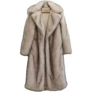 imageINVACHI Mens Faux Fur Coat Winter Long Faux Mink Coat Fluffy Thick Trench Coat for MenWhite