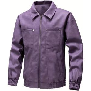imageINVACHI Mens Faux Leather Jacket Casual Vintage Lightweight Motorcycle Jacket Slim Fit ZipUp Trucker JacketPurple