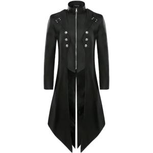 imageINVACHI Mens Steampunk Jacket Halloween Vampire Costume Men Vintage Victorian Frock CoatBlack
