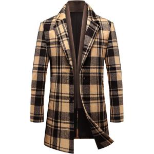 imageINVACHI Mens Wool Blend Pea Coat Warm Winter Trench Coat with Detachable Soft Scarf Single Breasted OvercoatPcoffee