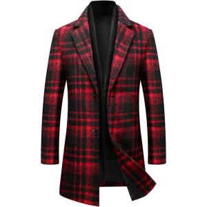 imageINVACHI Mens Wool Blend Pea Coat Warm Winter Trench Coat with Detachable Soft Scarf Single Breasted OvercoatPred