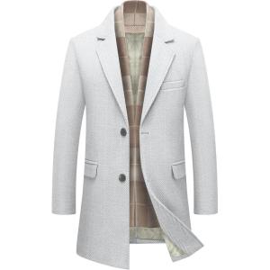 imageINVACHI Mens Wool Blend Pea Coat Warm Winter Trench Coat with Detachable Soft Scarf Single Breasted OvercoatRbeige
