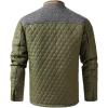 imageINVACHI Mens Casual Diamond Quilted Puffer Down Jacket Lightweight Business Button Coat with Stand CollarArmy Green
