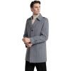 imageINVACHI Mens Wool Blend Coat Warm Winter Trench Coat MidLength Overcoat Classic Outwear with Notched CollarGrey