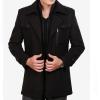imageINVACHI Mens Wool Blend Coat Warm Winter Trench Coat with Detachable Soft Scarf Single Breasted Pea Coat13 Black