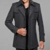 imageINVACHI Mens Wool Blend Coat Warm Winter Trench Coat with Detachable Soft Scarf Single Breasted Pea Coat13 Grey